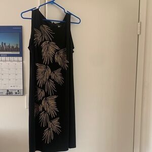 Tommy Hilfiger Black Dress with Gold Leaf Design